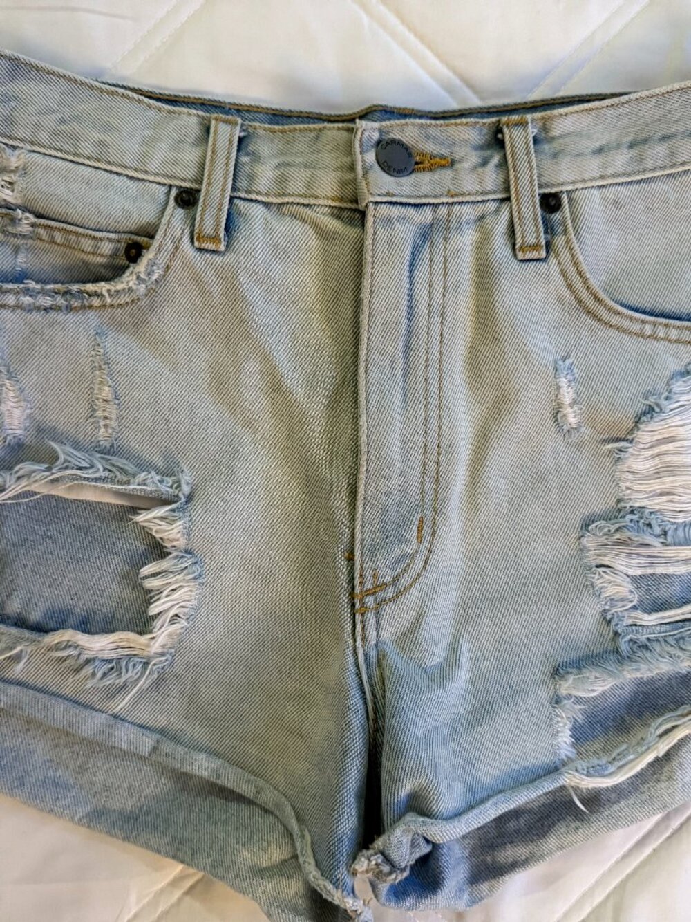 Carmar High Waisted Distressed Denim Shorts Size 26